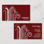 Abstrakte Linien 02 - Weiß auf dunkelrot Visitenkarte (Vorne/Hinten)