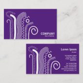 Abstrakte Linien 02 - White on Royal Lila Visitenkarte (Vorne/Hinten)