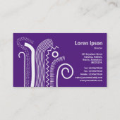 Abstrakte Linien 02 - White on Royal Lila Visitenkarte (Rückseite)