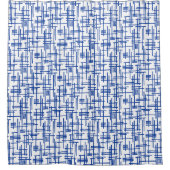 Abstrakte Linien 120923 - Navy Blue on White Duschvorhang (Vorderseite)