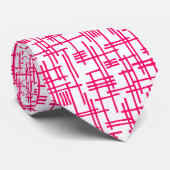 Abstrakte Linien 120923 - Neon Red on White Krawatte (Gerollt)