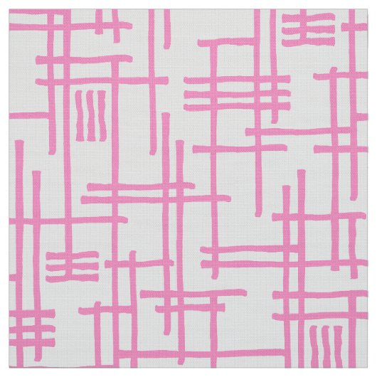 Abstrakte Linien 120923 - Rosa auf Weiß Stoff (Muster)