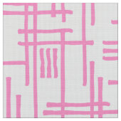 Abstrakte Linien 120923 - Rosa auf Weiß Stoff (Nahaufnahme)