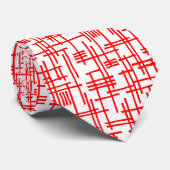 Abstrakte Linien 120923 - Rot auf Weiß Krawatte (Gerollt)