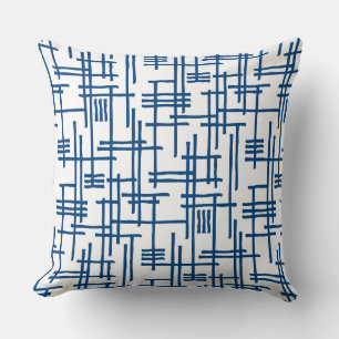 Abstrakte Linien 120923 - Shibori Blue on White Kissen