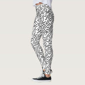 Abstrakte Linien 130318(b) - Schwarz auf Weiß Leggings (Links)