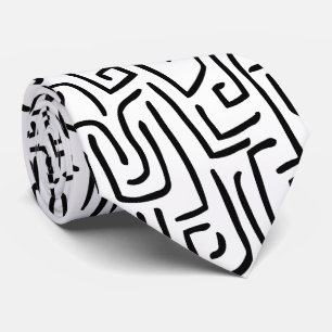 Abstrakte Linien 130318 - Schwarz auf Weiß Krawatte