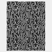 Abstrakte Linien 130318 - Weiß auf Schwarz Fleecedecke (Vorderseite)