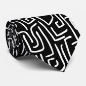 Abstrakte Linien 130318 - Weiß auf Schwarz Krawatte (Gerollt)