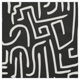 Abstrakte Linien 130318 - Weiß auf Schwarz Stoff