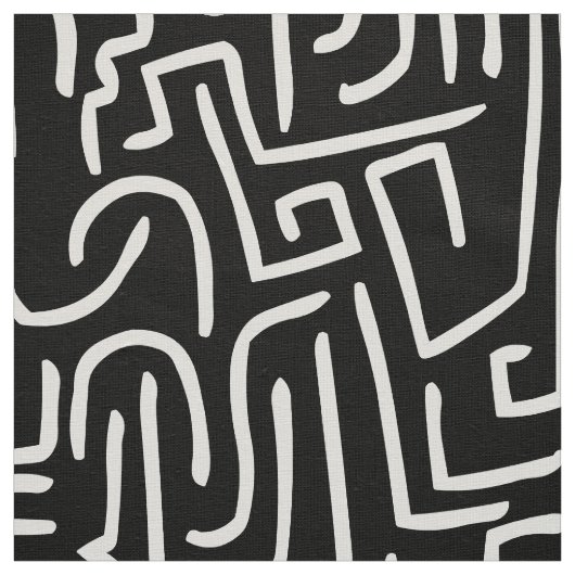 Abstrakte Linien 130318 - Weiß auf Schwarz Stoff (Muster)