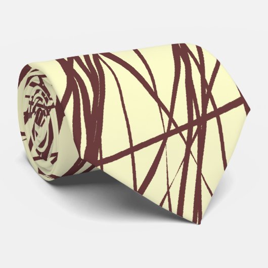 Abstrakte Linien - braun auf Creme Krawatte (Gerollt)