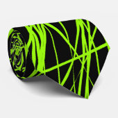 Abstrakte Linien - Chartreuse auf Schwarz Krawatte (Gerollt)