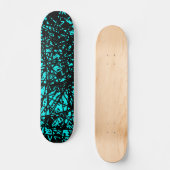 Abstrakte Linien - Cyan Skateboard (Vorderseite)