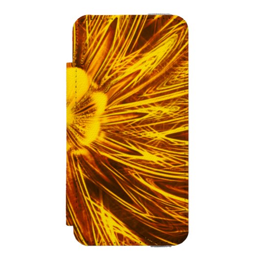 Abstrakte Linien Gelbe Blume Incipio iPhone Geldbeutel-Hülle (Folio Vorderseite)