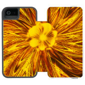 Abstrakte Linien Gelbe Blume Incipio iPhone Geldbeutel-Hülle (Folio Geöffnet)