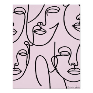 Abstrakte Linien Gesichter Wandkunst Poster