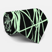 Abstrakte Linien - Ghost Green auf schwarz Krawatte (Gerollt)