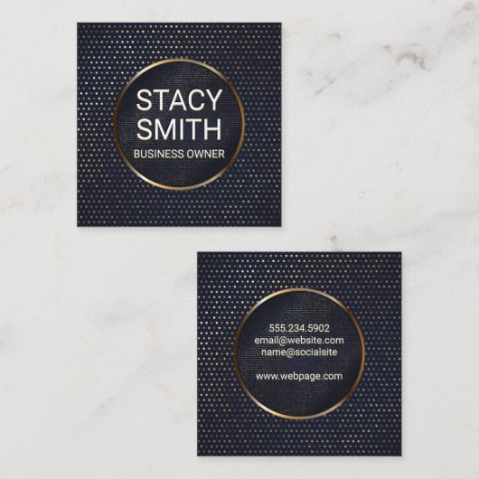 Abstrakte Linien | Gold Speckled Banner Quadratische Visitenkarte (Vorne/Hinten)