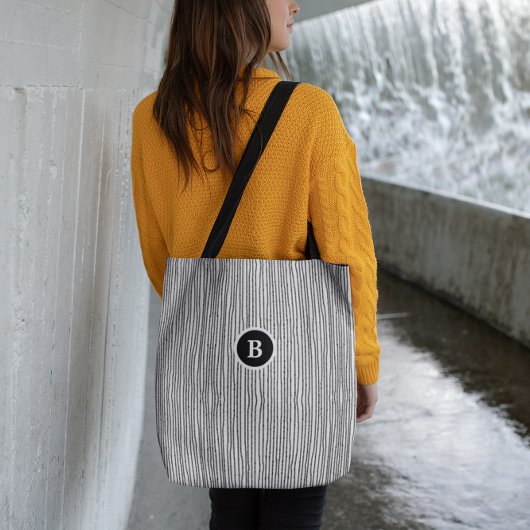 Abstrakte Linien in Schwarz und Weiß Tasche