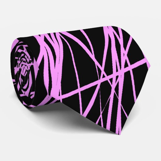 Abstrakte Linien - Leichte Violette auf schwarz Krawatte (Gerollt)