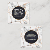 Abstrakte Linien | Marmor | Gold Speckled Banner Quadratische Visitenkarte (Vorne/Hinten)