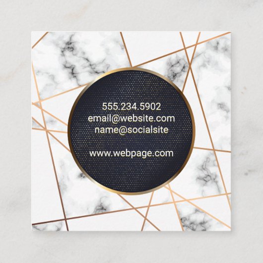 Abstrakte Linien | Marmor | Gold Speckled Banner Quadratische Visitenkarte (Rückseite)