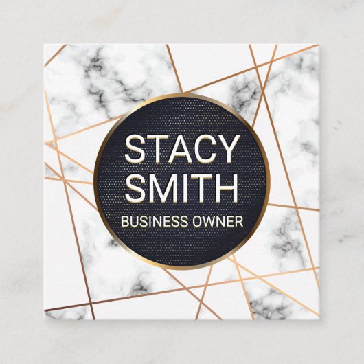 Abstrakte Linien | Marmor | Gold Speckled Banner Quadratische Visitenkarte (Vorderseite)