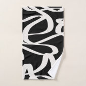 Abstrakte Linien Moderne Schwarz-Beige-Creme wirbe Badhandtuch Set (Handtuch)