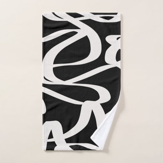 Abstrakte Linien Moderne Schwarz-Beige-Creme wirbe Badhandtuch Set (Handtuch)