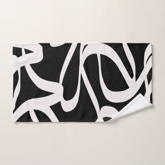 Abstrakte Linien Moderne Schwarz-Beige-Creme wirbe Badhandtuch Set (Handtuch)