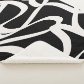 Abstrakte Linien Moderne Schwarz-Beige-Creme wirbe Sherpadecke (3/4)