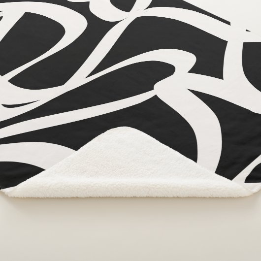 Abstrakte Linien Moderne Schwarz-Beige-Creme wirbe Sherpadecke (3/4)