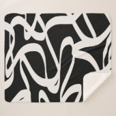 Abstrakte Linien Moderne Schwarz-Beige-Creme wirbe Sherpadecke (Vorderseite (Horizontal))