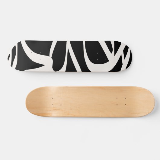 Abstrakte Linien Moderne Schwarz-Beige-Creme wirbe Skateboard (Horizontal)