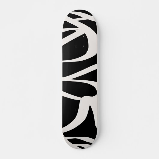 Abstrakte Linien Moderne Schwarz-Beige-Creme wirbe Skateboard (Vorne)