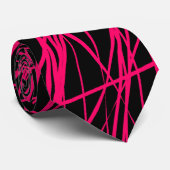 Abstrakte Linien - Neon Red auf Black Krawatte (Gerollt)