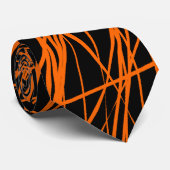 Abstrakte Linien - Orange auf schwarz Krawatte (Gerollt)