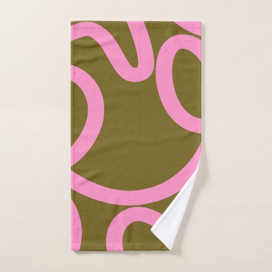 Abstrakte Linien, rosa und grün Badhandtuch Set (Handtuch)