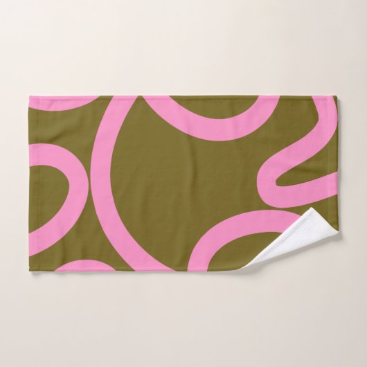 Abstrakte Linien, rosa und grün Badhandtuch Set (Handtuch)