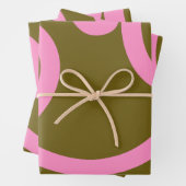 Abstrakte Linien, rosa und grün Geschenkpapier Set (Beispiel)