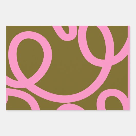 Abstrakte Linien, rosa und grün Geschenkpapier Set (Vorderseite)