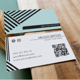 Abstrakte Linien Schwarz/Blau minimalistisch städt Visitenkarte