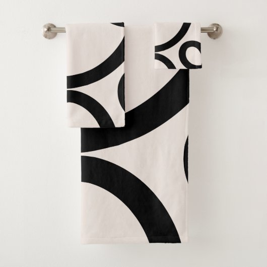Abstrakte Linien Schwarz/Weiß Badhandtuch Set (Insitu)