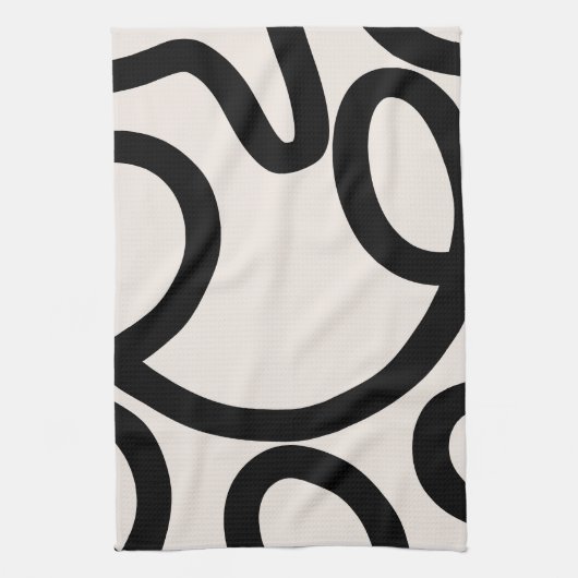 Abstrakte Linien Schwarz/Weiß Geschirrtuch (Vertikal)