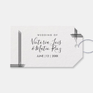 Abstrakte Linien Schwarz Weiß Moderne Hochzeit Geschenkanhänger