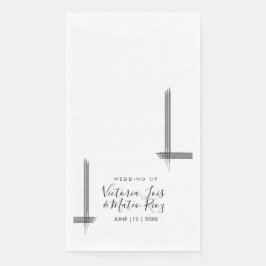 Abstrakte Linien Schwarz-weiß Moderne Hochzeit Serviette