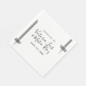Abstrakte Linien Schwarz-weiß Moderne Hochzeit Serviette (Ecke)