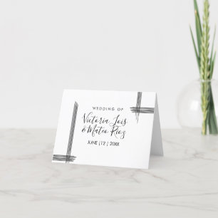 Abstrakte Linien Schwarz Weiß Moderne Hochzeitstis Dankeskarte
