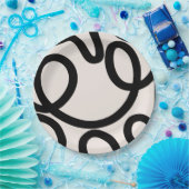 Abstrakte Linien Schwarz/Weiß Pappteller (Party)